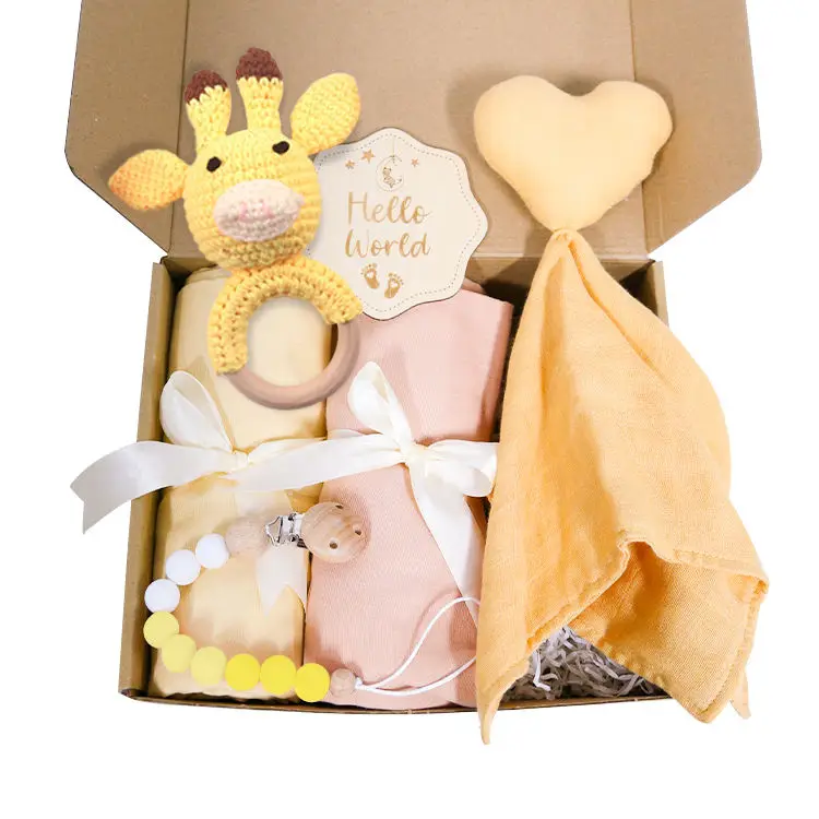 Wholesale Supplier Newborn Luxury Swaddles Wraps Muslin Baby Receiving Blanket Set with Bunny Toys