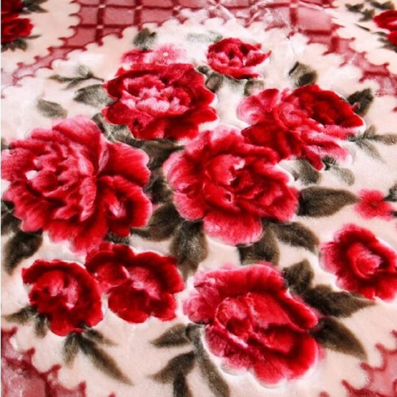 Superior Quality 2ply 150*200cm  2kg Customized Pattern Luxury 100% Polyester Super Soft Cozy Raschel Mink Blanket