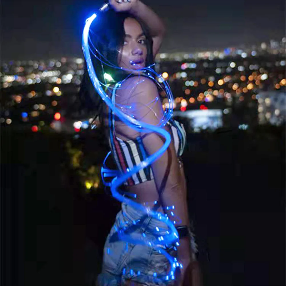 RGB LED Dance Whip Lights - LED Lit Up Whip Bright White - 6Foot Safety LED Rock Lights Dancing Whip Supplies Fiber Optic Pixel