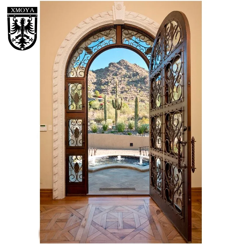 Mediterranean style decorative metal custom steel security door Turkish security doors wrought iron doors for houses exterior