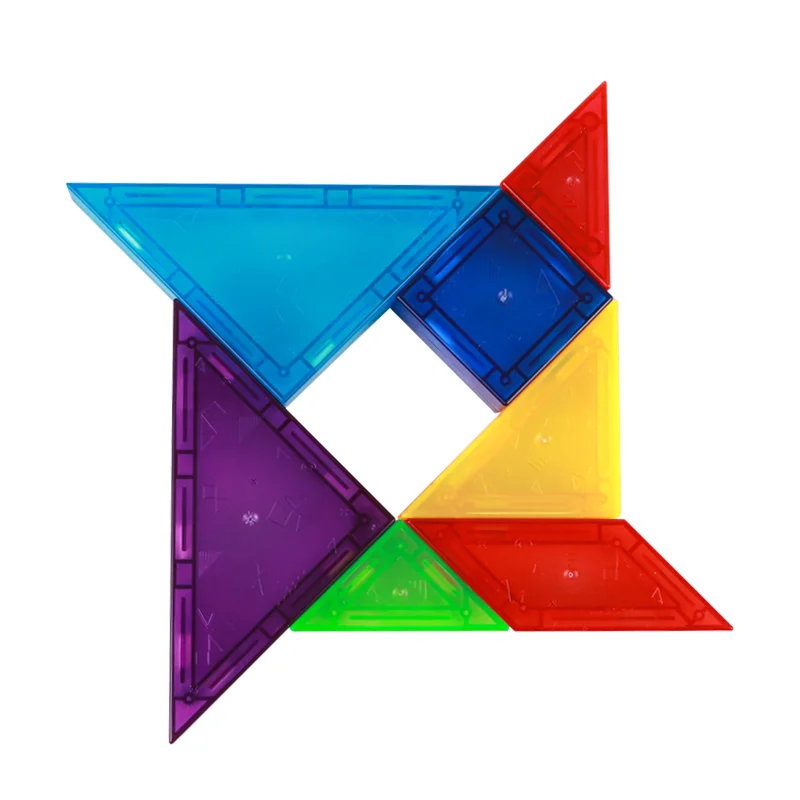 New Creative Design Manufacturer Magnetic tangram 7 Pieces Colorful Magnetic blocks 3D Plastic Jigsaw Puzzle for School Supply