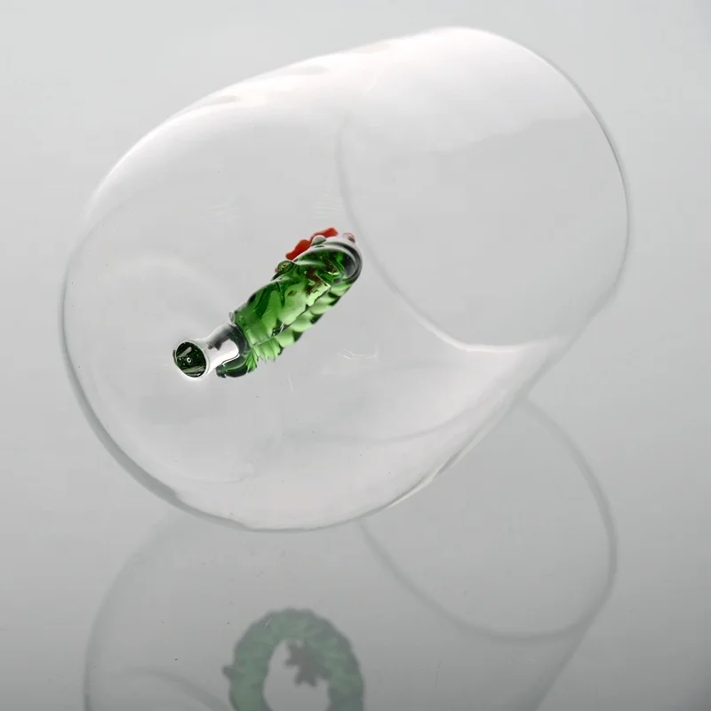 Wholesale Factory Green Wreath Model Water Glass Cup/Oval Drinking Glass Cup/Hand Made Glass Cup for Xmas Season Distributor