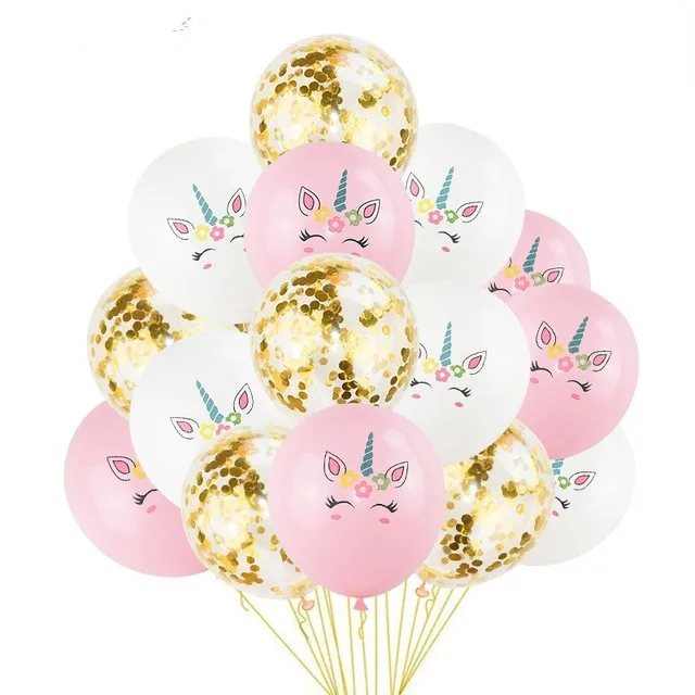 New Arrivals Welcome 15pcs Unicorn Latex Confetti Balloons Kids Birthday PartyBaby Shower Decoration Qualatex Balloon Set