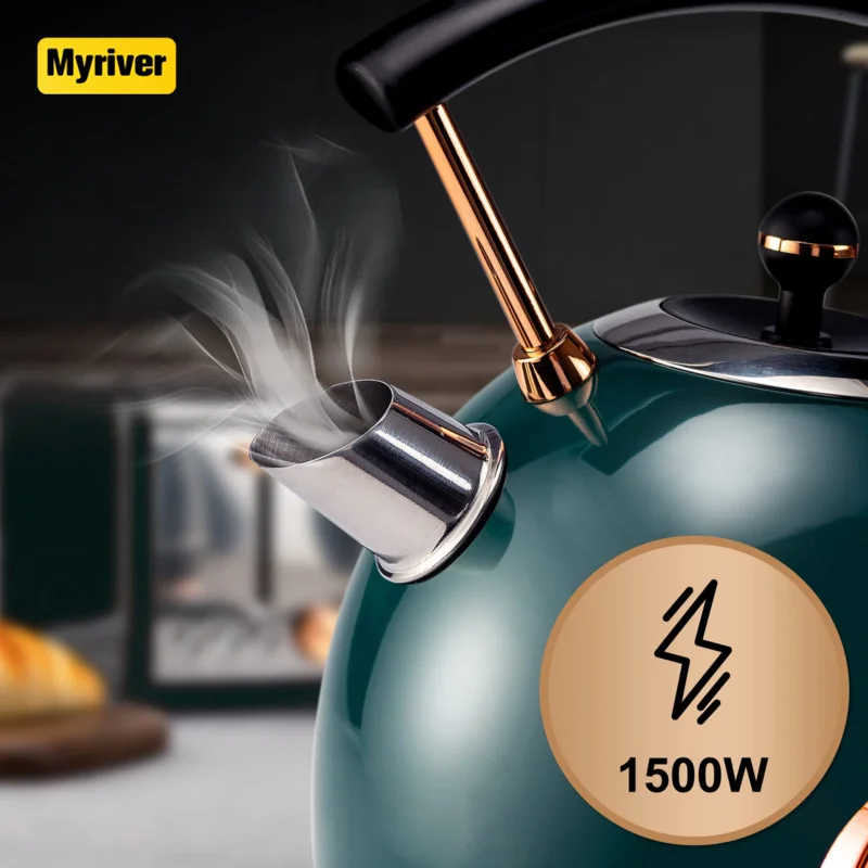 Myriver Food-Grade Stainless Steel Electric Cooking Kettle Water Level Indicator Kettle 1.7 Litre