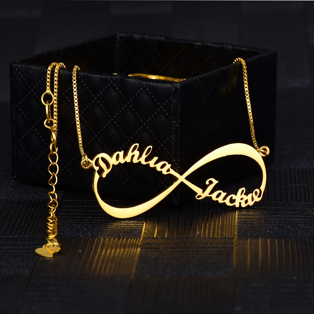 Infinity Name Necklaces Women Personalized Pendants & Necklaces Stainless Steel custom name plate necklace gold for women