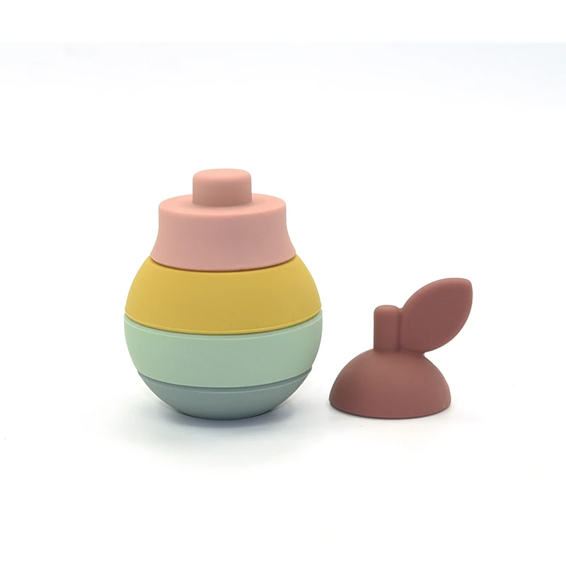 BPA fee food grade silicone educational toys silicone pear stacker toy for kids, toddlers baby teether toys