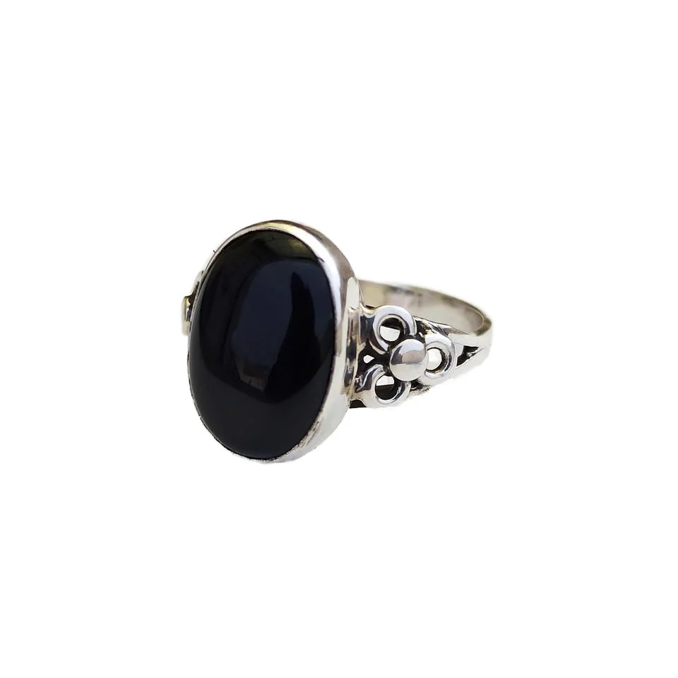 Wholesale Supply Delightful Charming Black Onyx Solitaire Ring 925 Sterling Silver Gemstone Jewelry Weddings Fine Setting