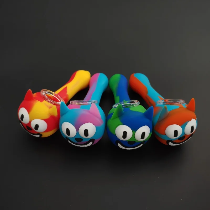 Multicolor Cat Modeling Smoking Accessories Tobacco Silicone Smoking Pipe