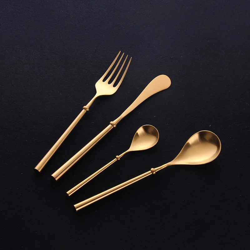 China supplier gold plated hotel western stainless steel cutlery with fork and spoon