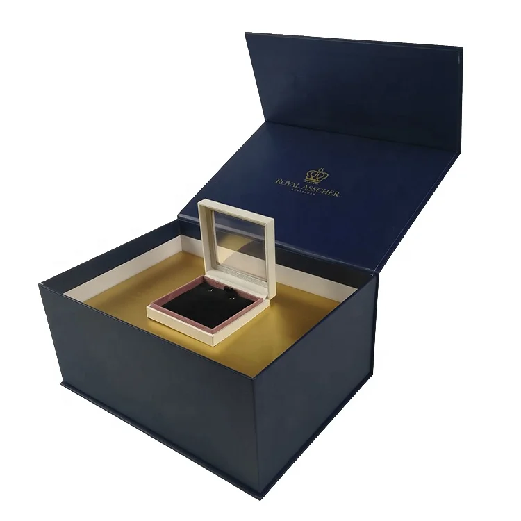 Royal Jewelry Packaging blue Luxury magnetic presentation box