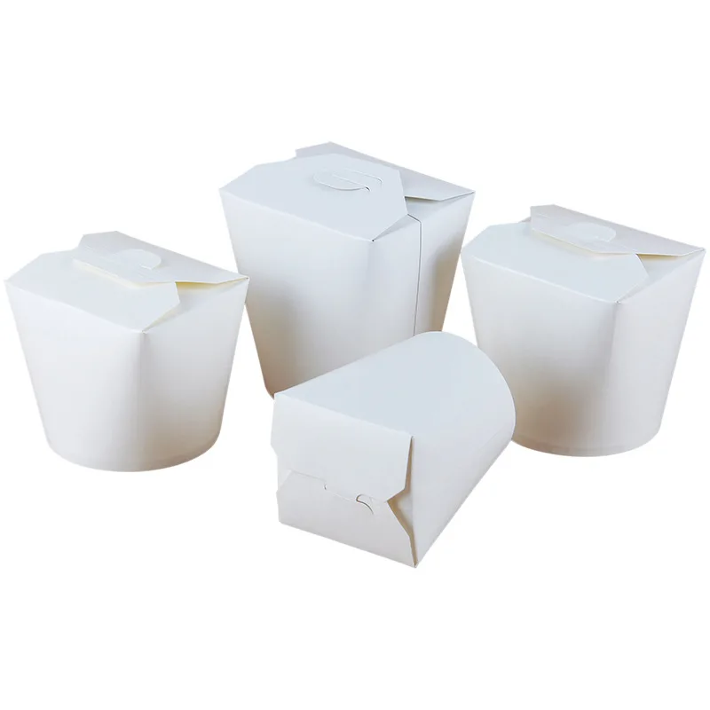 32oz Take Away Round Bottom Paper Noodle Box Folding Kraft Paper Packing Box Custom Printed Paper Containers