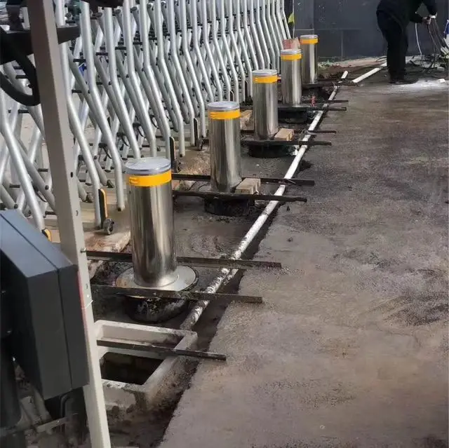 Automatic Retractable Hydraulic Bollards Post Car Parking Bollard Stainless Steel Driveway Residential Automatic Bollard