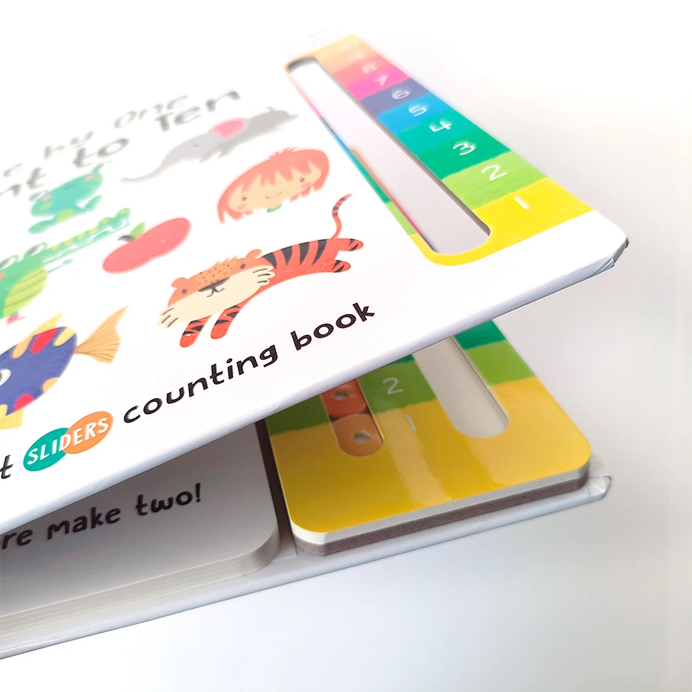 Children books custom printing baby moveable counters one by one count to ten counting book
