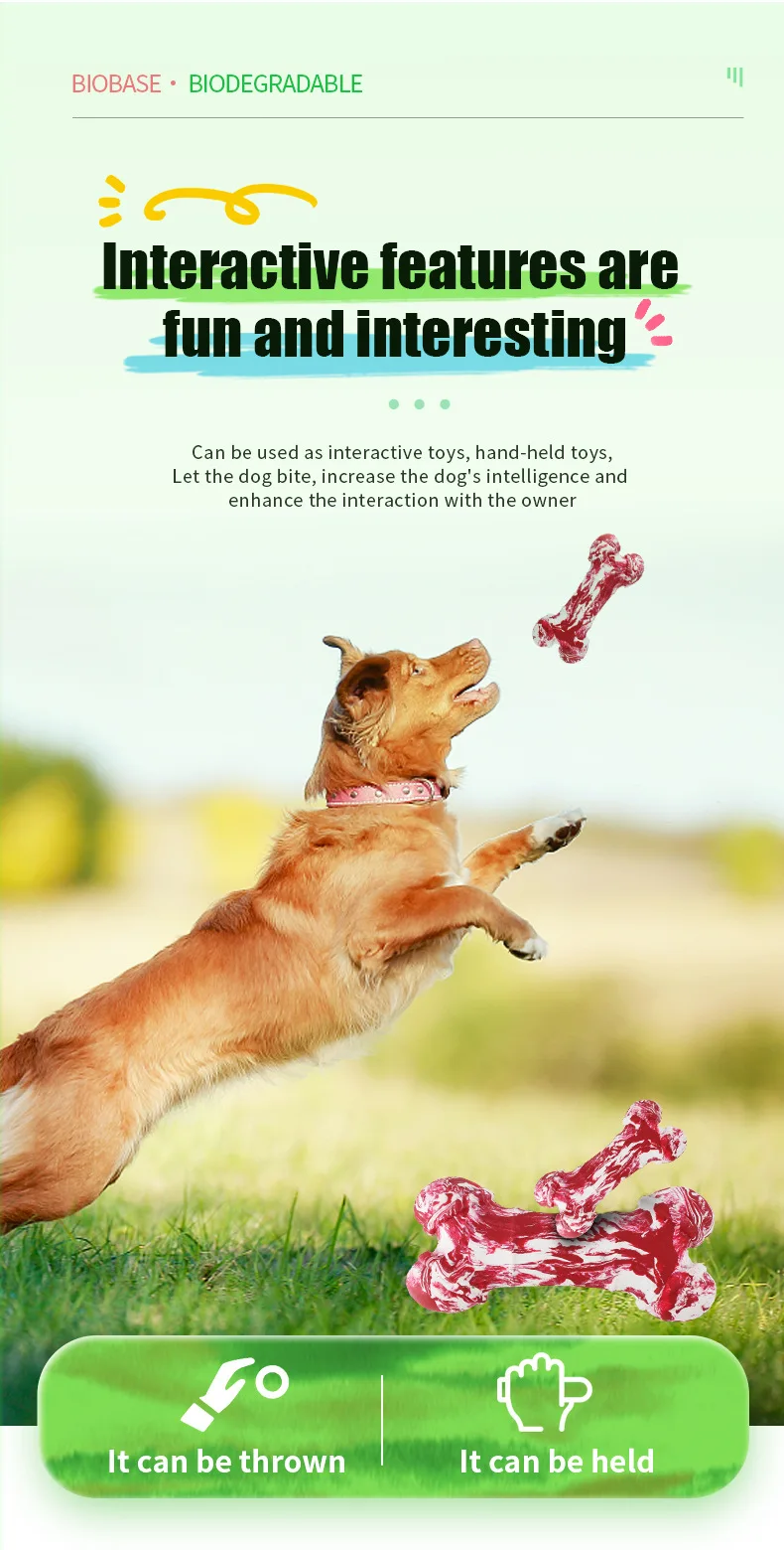 Hot wholesale in stock colorful rubber artificial large small bone  interactive chewing pet toy dog Toys