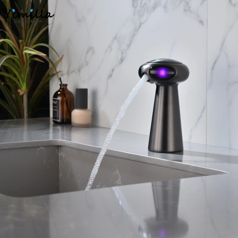 New arrival LED intelligent bathroom tap and faucets AI  smart control touch sensor thermostatic faucet mixers for wash basin