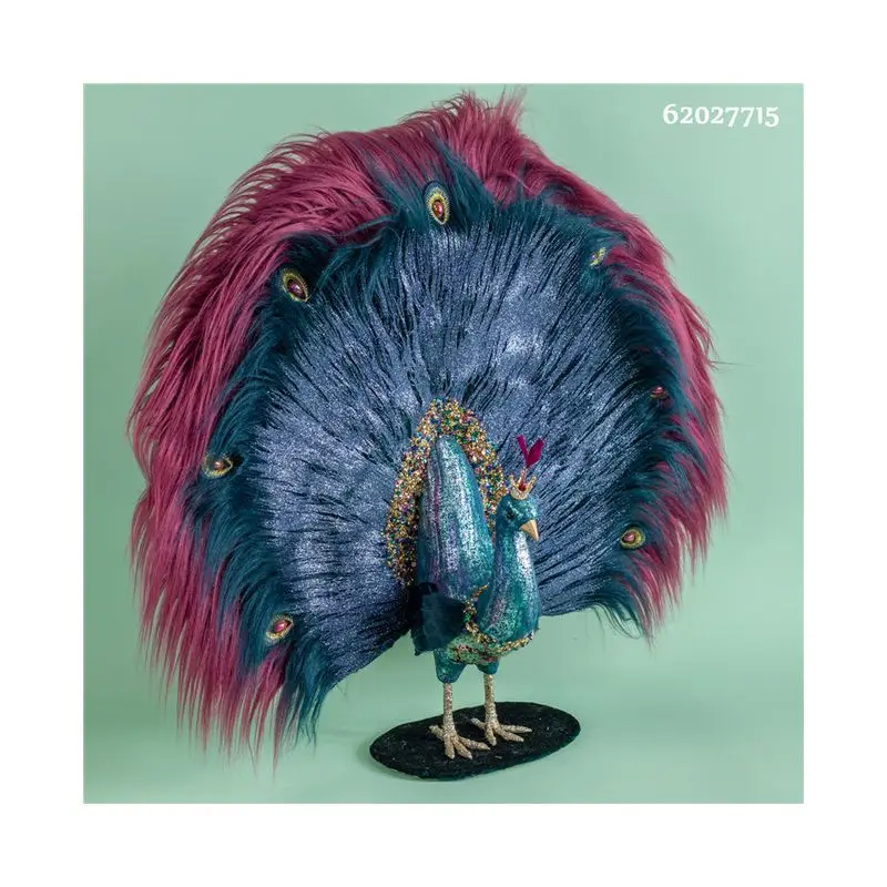 
2020 best-selling luxury peacock decoration birthday stuffed animal decorative table objects 