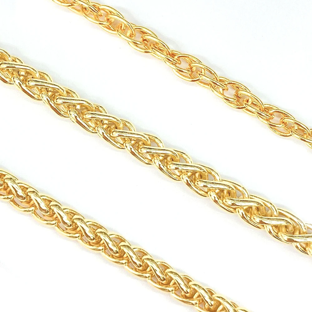 Fun2bead новые модные ювелирные изделия 24k ТВЕРДОЕ ЗОЛОТО латунь веревка форма кубинская звено белое розовое золото цепь для ожерелья