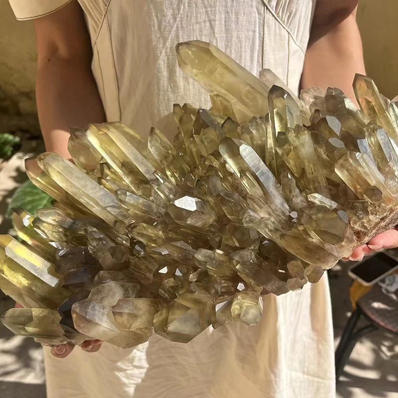 Wholesale Natural Large Yellow Crystal Smoky Citrine Clusters Smoky Quartz Cluster Crystal Stone Cluster