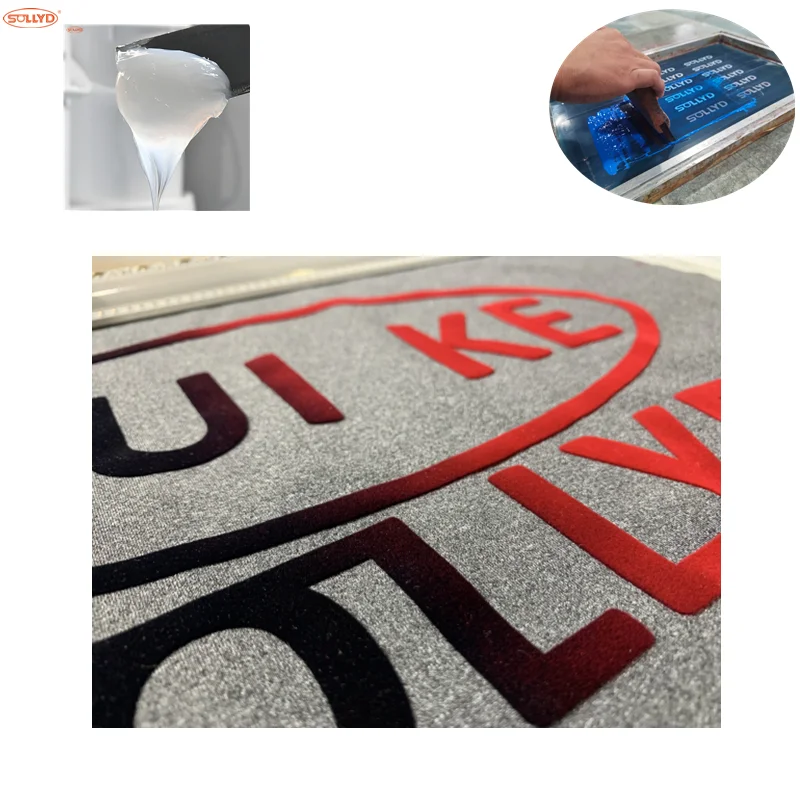 SOLLYD Flocking silicone rubber ink for screen printing textile on Lycra fabric underwear with elasticity fastness