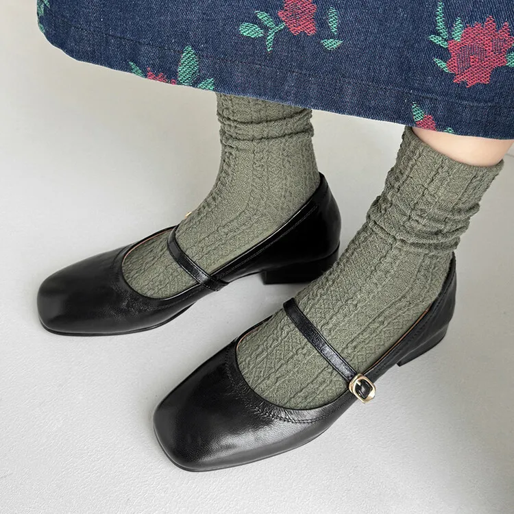 XINZI RAIN High Quality Ladies Mary Jane Shoes Custom Logo Comfortable Genuine Leather 2.5cm Low Heel Women Ballet Flat Shoes