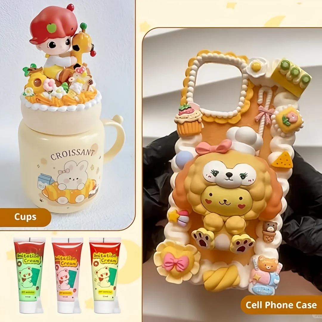 50ml Simulation Cream Adhesive Gel DIY  Whipped Cake Glue Handmade Phone Case Mirror Jewelry Accessories Playdough Slime