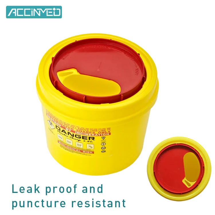 Custom Medical Hospital Waste Plastic Box Leak Proof Biohazard Disposal Round Sharps Container 3L