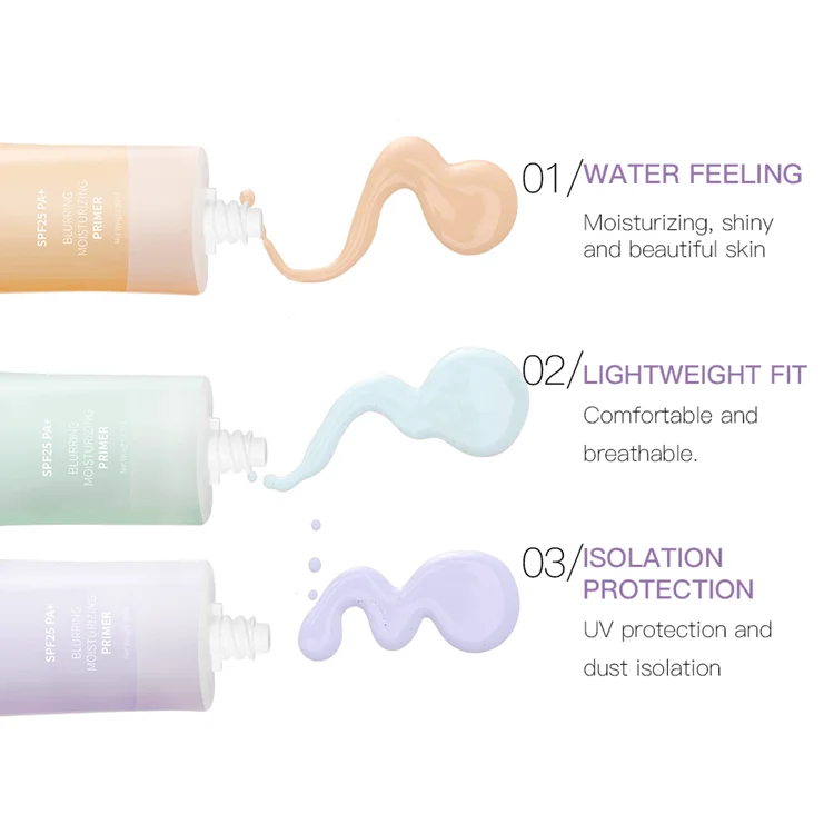 
Domani Beauty 2020 Base Organic Moisture 3 Colors Brighten Sunscreen Oil Control Waterproof Makeup Wholesale Liquid Face Primer 