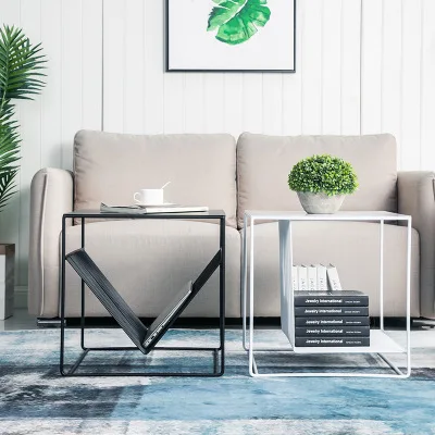 Скандинавский кованый журнальный столик комбинированный Многофункциональный маленький квадратный стол