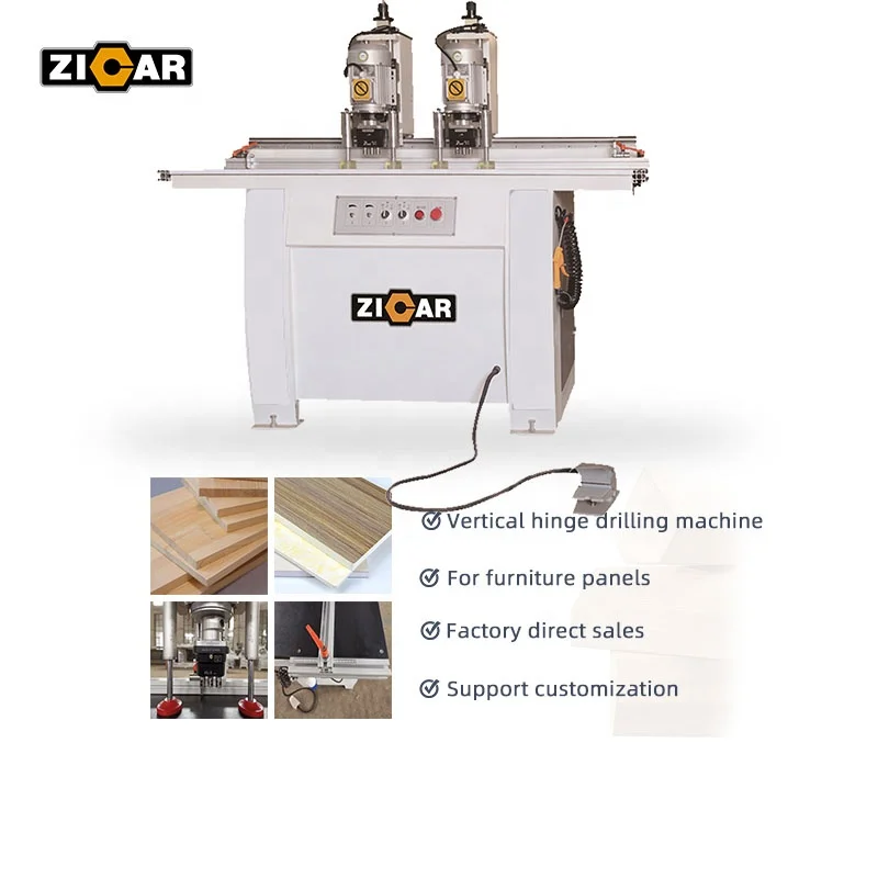 ZICAR woodworking machinery two double head door cabinet furniture hinge drill press boring wood drilling machine