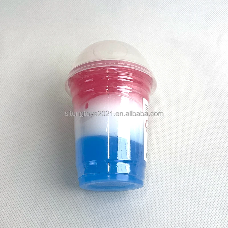 wholesale barrel  Sequin Ice Crystal Slime  with straw icecream slime toy for kid