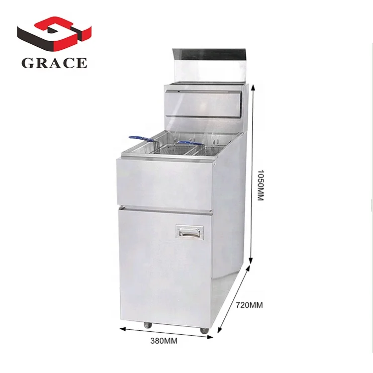 Commercial Single Tank Double Baskets Used Lpg Gas Deep Fryer With Temperature Control