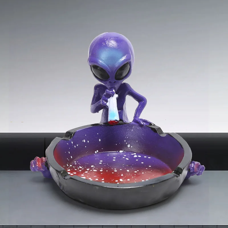 Wholesale Creative Alien Resin Ashtray Extraterrestrial Style Unique Colorful Printing Resin Ashtray