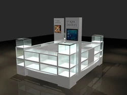 Large Space Wood White Paint Shopping Mall Jewelry Display Kiosk For Jewelry Display