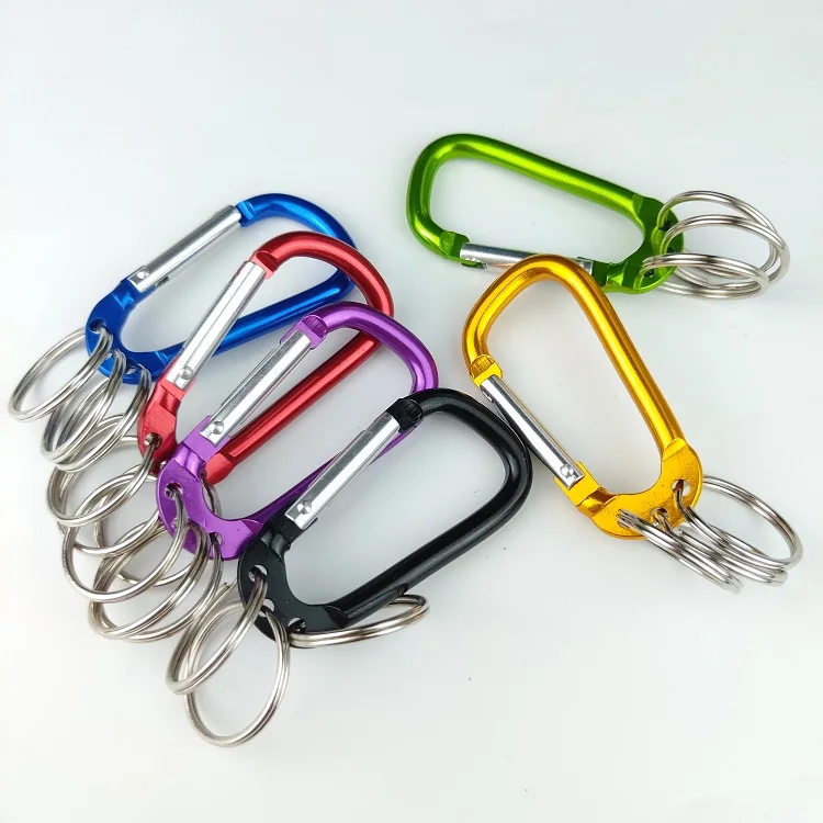 D Ring Keychain Hook Clip Aluminum Carabiner 3-hole Karabiner with key ring
