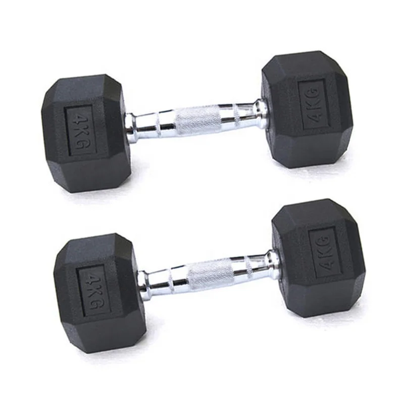 High Quality Cheap Ready To Ship Hot Life 10KG Rubber Gym Training Weight Lifting Hex Rubber Coat Dumbbells Set On Cheap Price