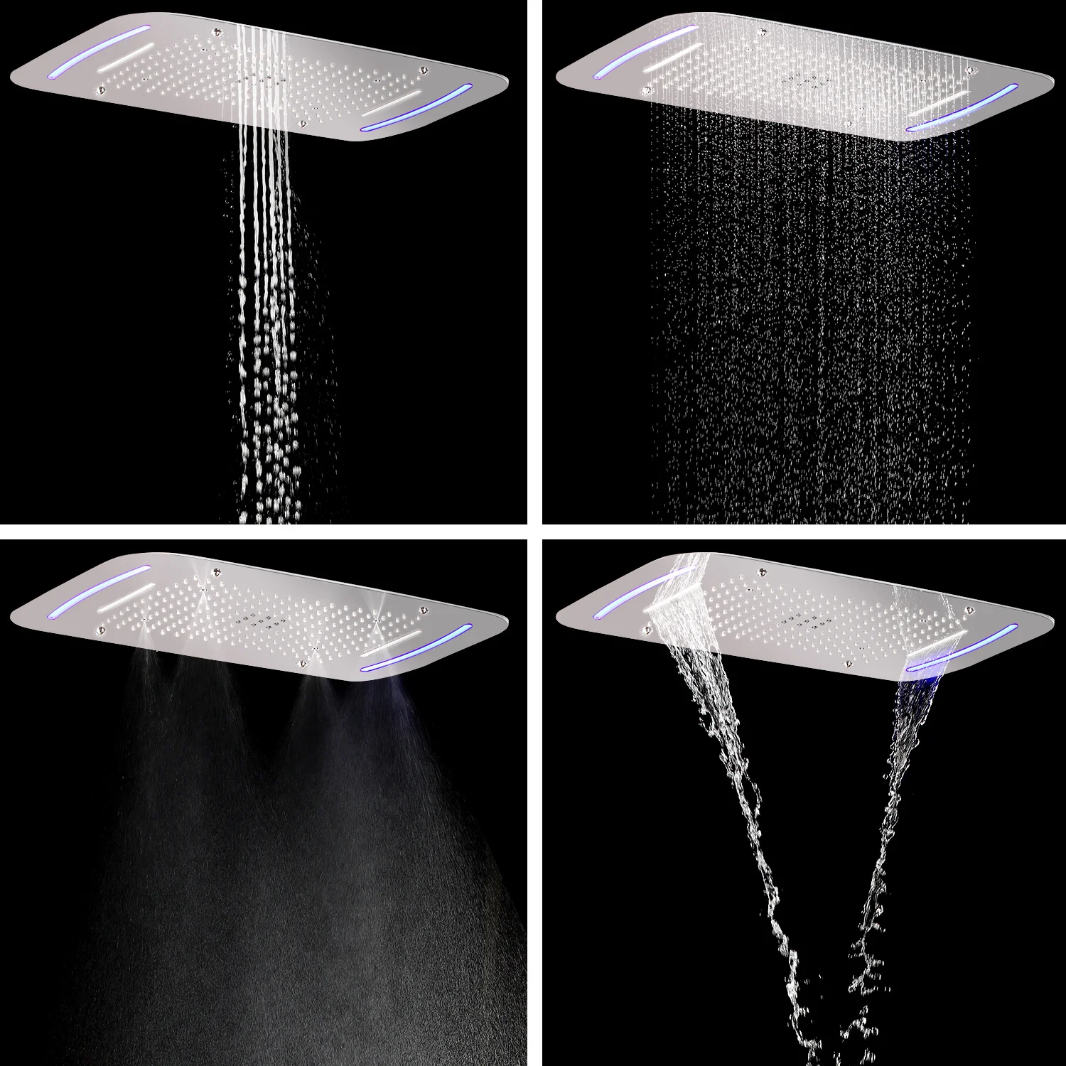 Spa Rain Shower Chrome Color Bathroom Shower Led Concealed 470*710 mm  28 inches  Large Thermostatic Change Color Shower Faucet
