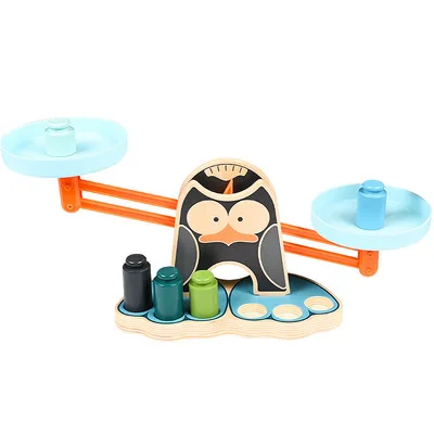 Manufacturers direct wholesale puzzle early education wooden exercise baby hand brain balance game teaching AIDS Penguin scales