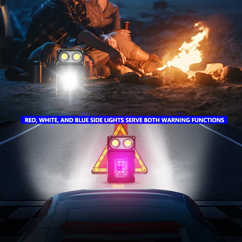 Multifunctional Mini Led Keychain Light power display Portable Rechargeable Flashlight With Tail Magnet Work Light Camping Lamp