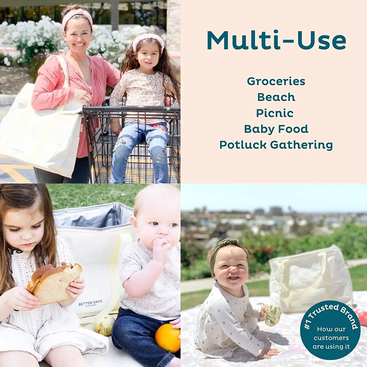 Insulated Cooler Bags with Zipper Closure,Reusable Grocery Shopping Bags Keep Food Hot or Cold