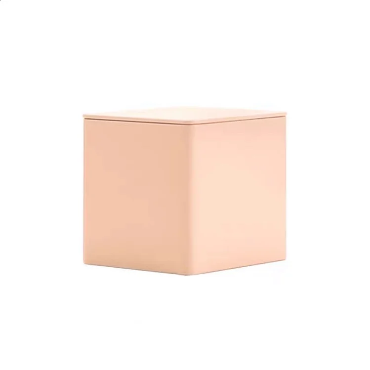 Fine Quality Pink Color Scented Tea Coffee Bean Cookie Chocolate Storage Jar Square Tin Can