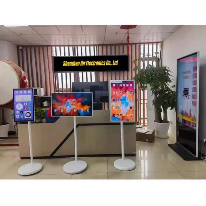 Floor Standing  32 Inch Jcpc Touch Screen Smart Tv Built-in Battery Speaker Android  Portable Tv On Wheels