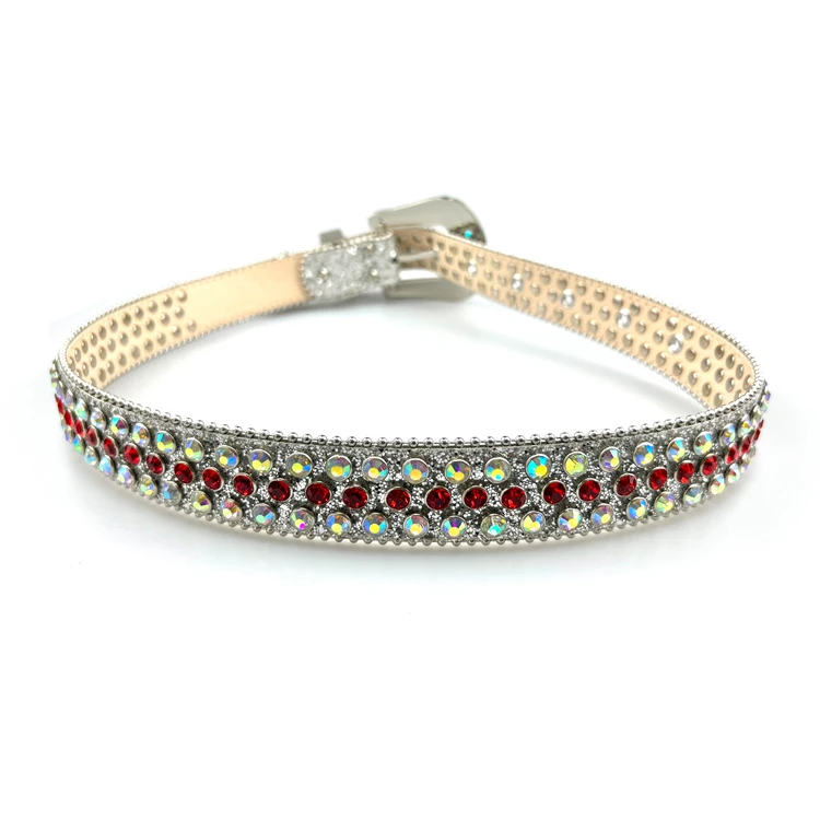 Fashion Casual Cowgirl Cowboy Bling Crystal Unisex Leather Rhinestone Waist Belt for men women