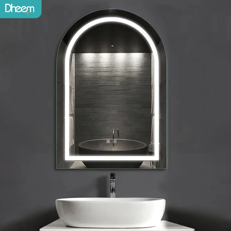 Factory Wholesale Bathroom Smart Led Lighting Half Oval Type Large Vanity Mirror