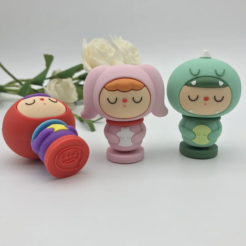 2024 new products 3D Cartoon doll Soft Silicone Desktop Decoration Seal ornament OEM Promotional Gift anime action figure Stamp