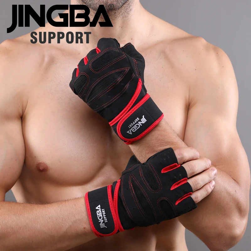 JINGBA Manufacturer Adjustable wholesale custom LOGO light half-fingers sports gym gloves weightlifting Cycling Workout