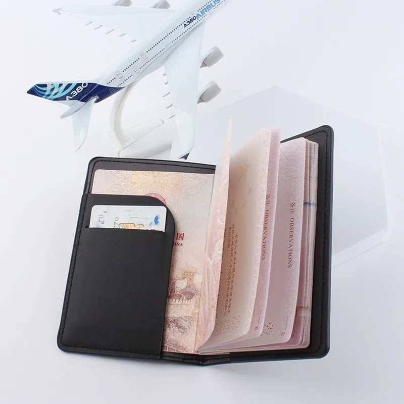 Custom Logo PU Leather Travel Passport Protector Cover New Fashion Slim Waterproof Wearable Passport Holder Portable in Stock