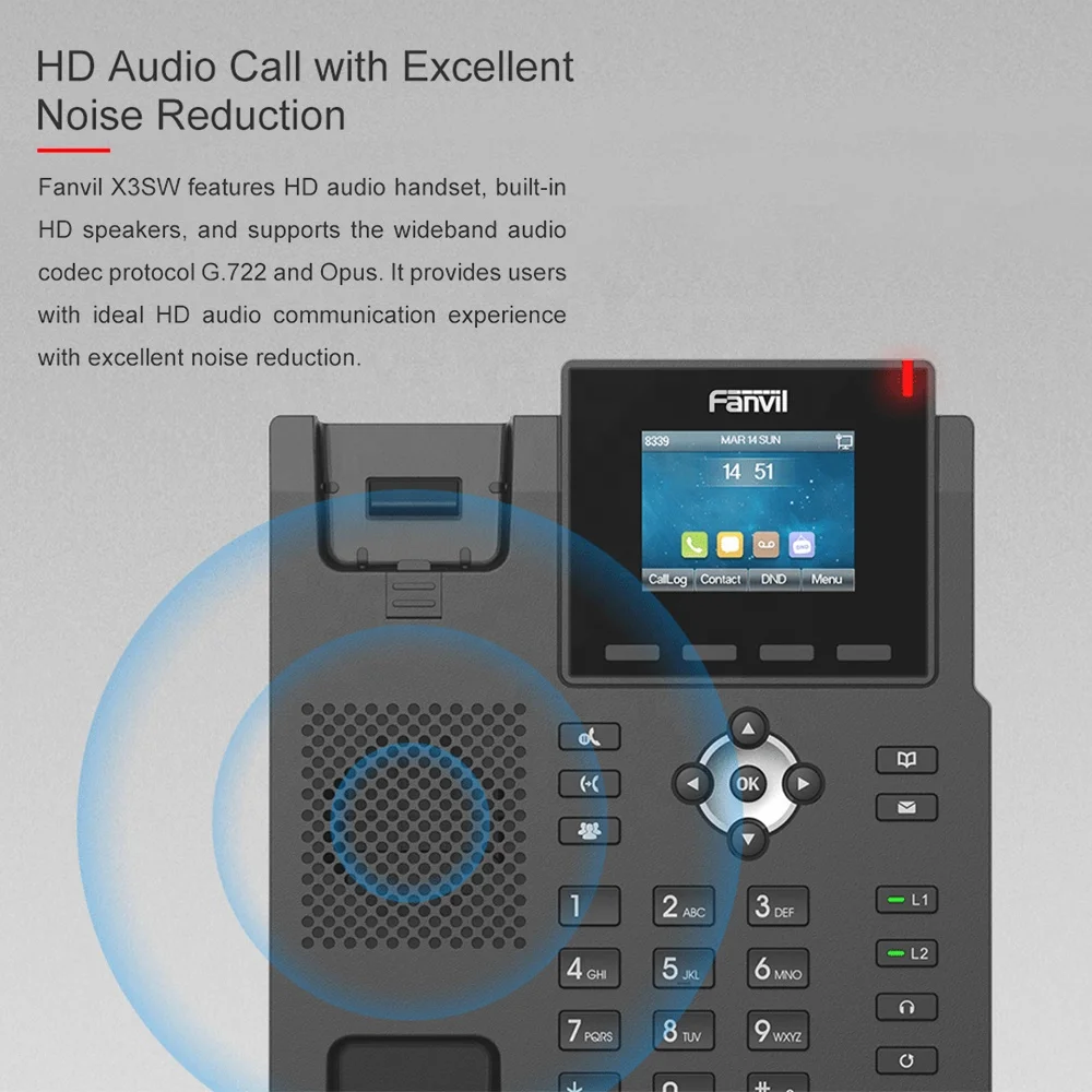 Fanvil X3SW гигабитный Wi-Fi IP-телефон PoE 4 SIP линия с цветным экраном 2,4 дюйма