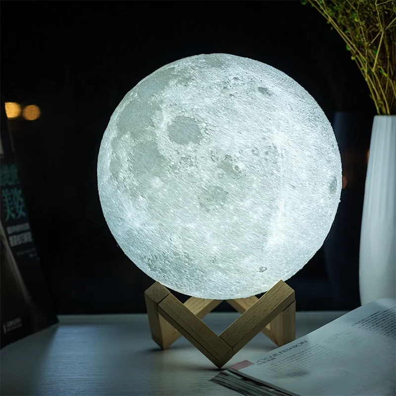 Прямая поставка ночник Litwow с 3D принтом Луны перезаряжаемый сенсорный Диммируемый пульт дистанционного управления 16 цветов лунная лампа для домашнего