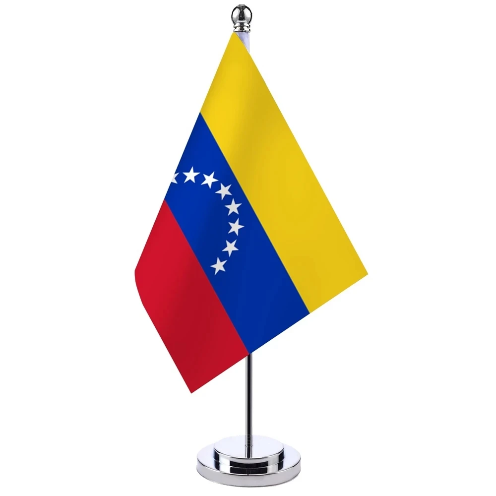 Флаг из полиэстера с подставкой Venezuela Настольный стенд для зала заседаний набор флагов Venezuelan