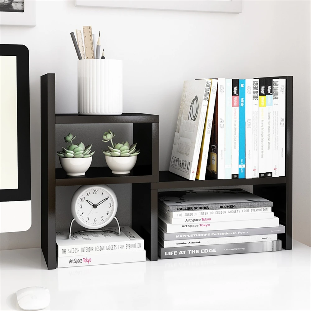 Adjustable Home Desk Decor Wood Display Stand Shelf Desktop Bookshelf Wooden Desk Organizer